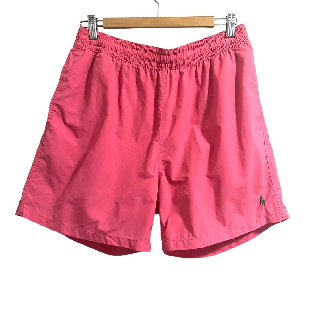 Polo by Ralph Lauren 90's Vintage Classic Nylon Relaxed Swim Trunks Hot Pink XL